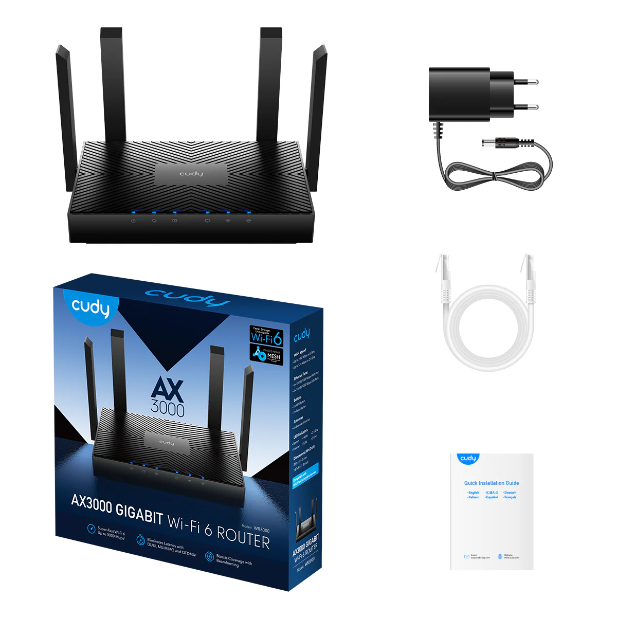 Cudy AX3000 Wi-Fi 6 Dual Band Gigabit Router WR3000